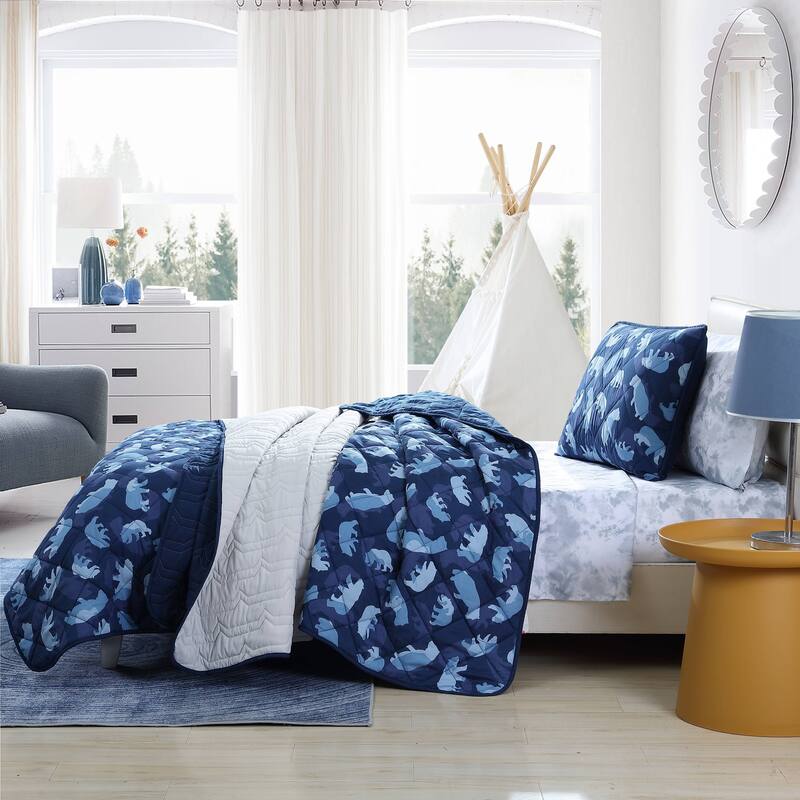 Eddie Bauer Kids Camp Camo Navy Quilt Set