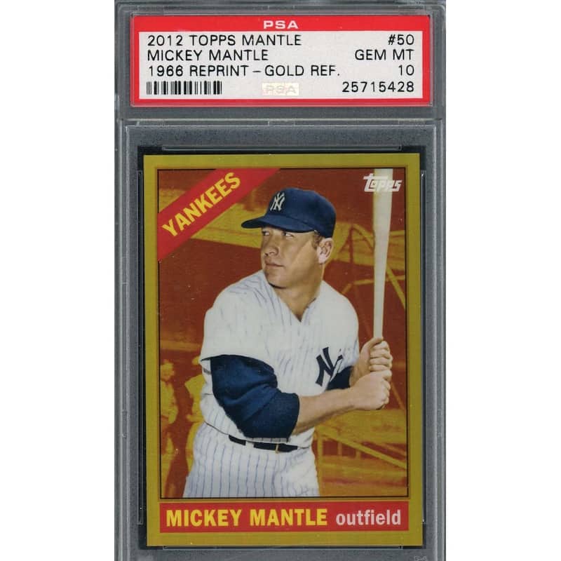 Mickey Mantle 2012 Topps Mantle 1966 Reprint Gold Ref Baseball Card #50 Graded PSA 10 GEM MINT - 8'6" x 11'6"