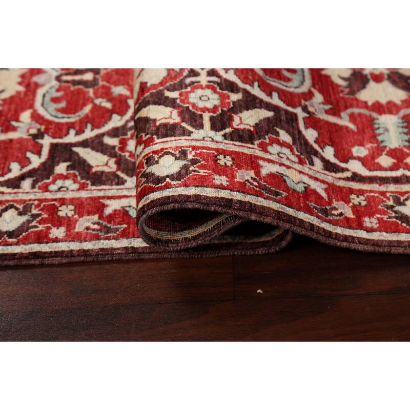 Hand Knotted Oriental 100% Wool Carpet Traditional Floral Brown Kazak Runner Rug - 8' 0'' X 2' 7''