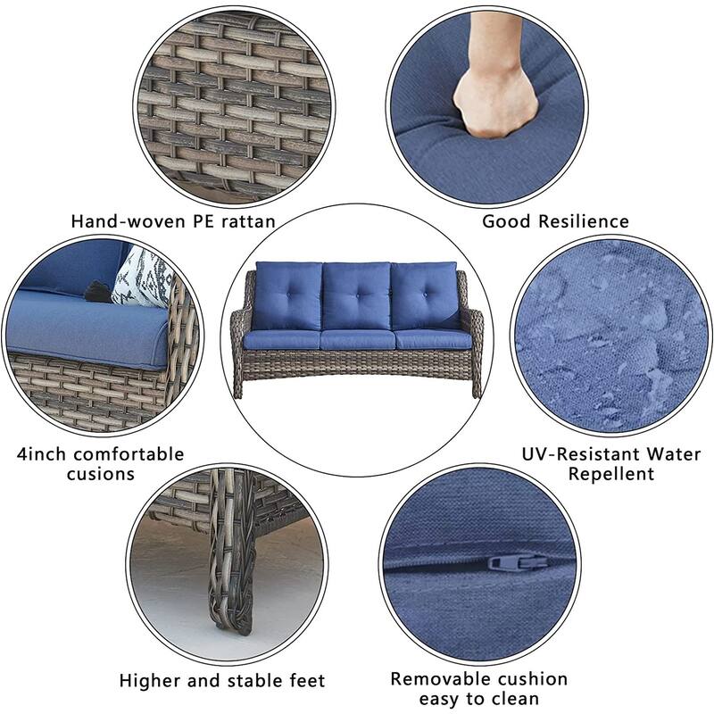 Gymojoy 5-Piece Outdoor Patio Sofa Chair with Ottoman Furniture Set