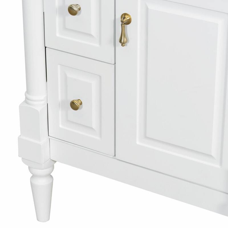 36" Bathroom Vanity with Sink, Freestanding Bathroom Cabinet with Ceramic Basin, Flip Drawer