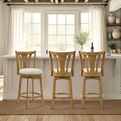 Elle Modern Swivel Bar Stool, Upholstered Counter Height Chair with Wood Frame