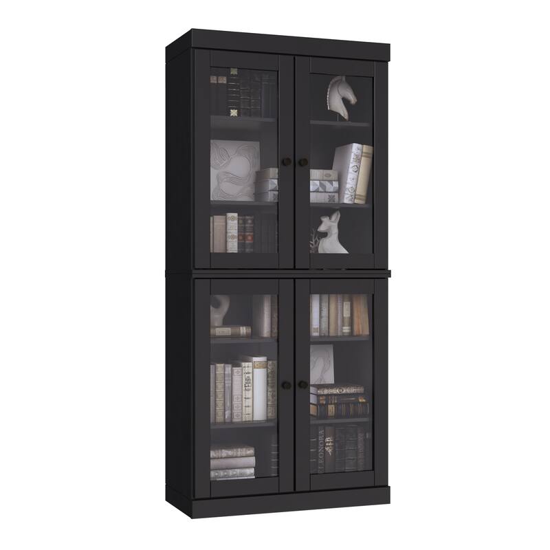 Palace Imports Solid Wood 6-Shelf Bookcase, Clear Glass Doors, Adjustable Shelves