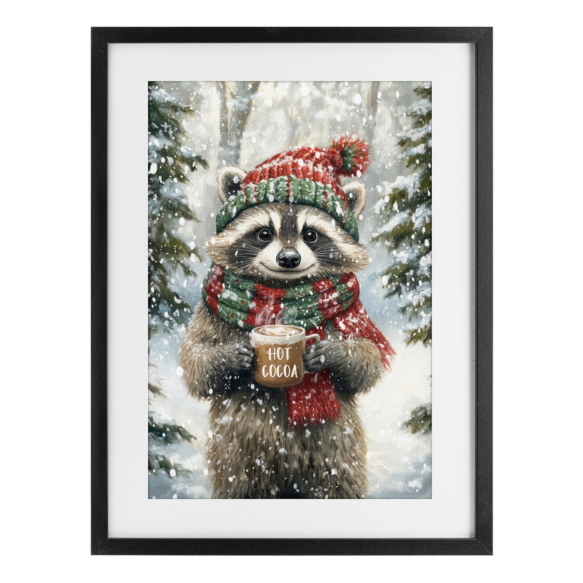 Stupell Merry Cocoa Raccoon Under Glass Framed Design By Tina LeCour