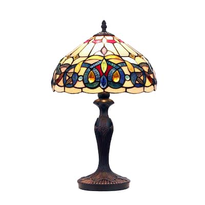 Tiffany-Style Victorian Design 1-light Dark Bronze Table Lamp