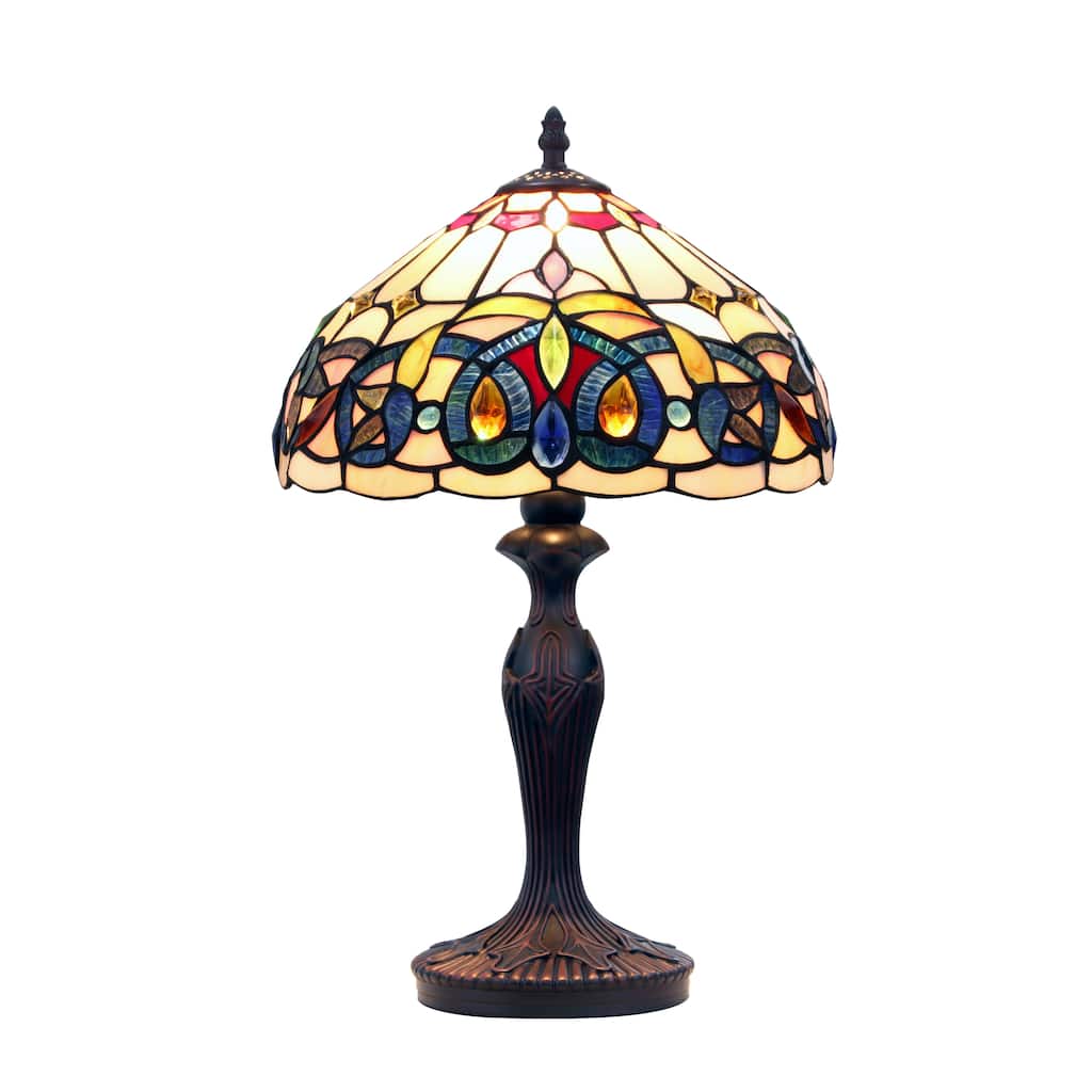 Tiffany-Style Victorian Design 1-light Dark Bronze Table Lamp