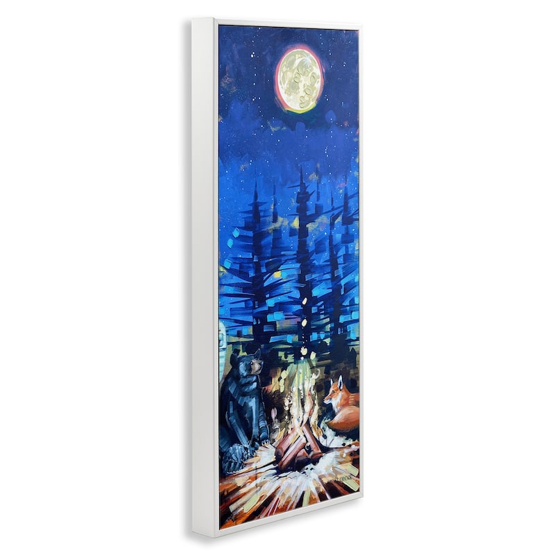 Stupell Wildlife Camper Bear Fox Sitting Nighttime Bonfire Framed Wall Art - Multi-Color