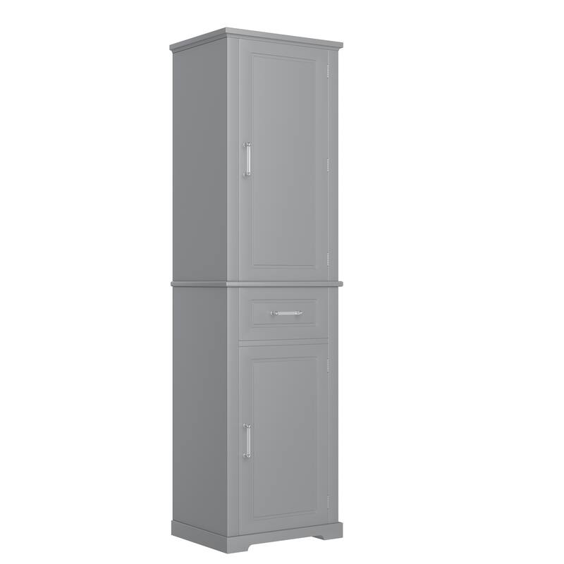 GDFStudio - Jasper Tall Freestanding Bathroom Storage Cabinet with Two-Sized Doors and Adjustable Shelves