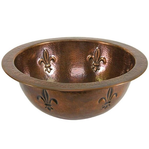 Houzer HW-FAMRF Hammerwerks 15" Hammered Copper Undermount Bathroom Sink with Overflow