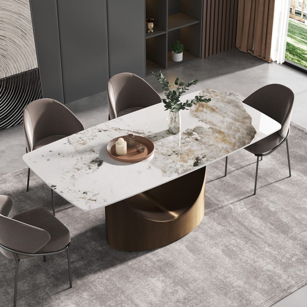 71'' Modern Rectangular Sintered Stone Dining Table - N/A