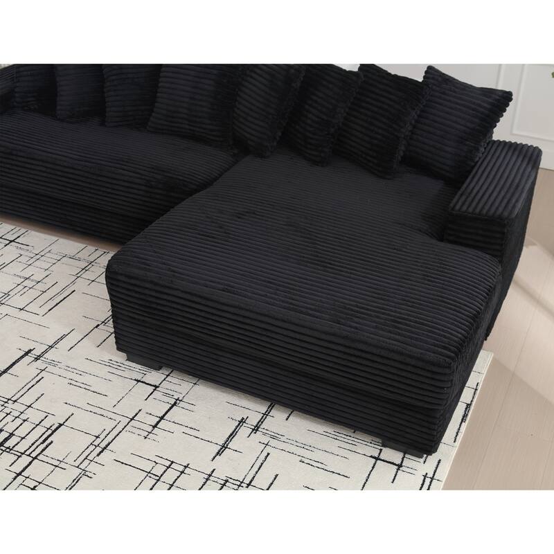 Oversized Two-Piece Couches, L Shaped Sofa, Corduroy, Right Chaise Daybed,with Armrests,Eight Throw Pillows,Corner Sofa