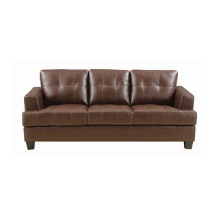 Stationary Sofa with Tufted, Dark Brown