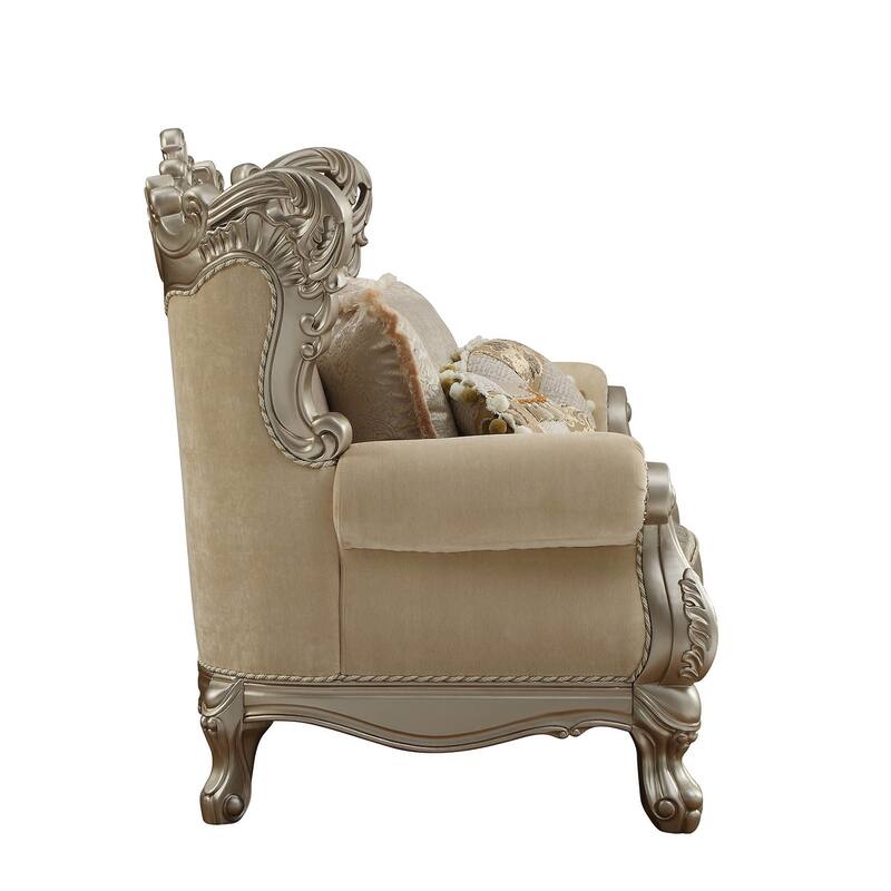 Dempsey Champagne Loveseat with 6-Pillow