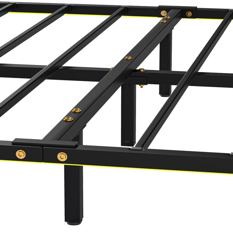 Moasis Floating Bed Frame with LED Lights PU Upholstered Platform Bed Frames