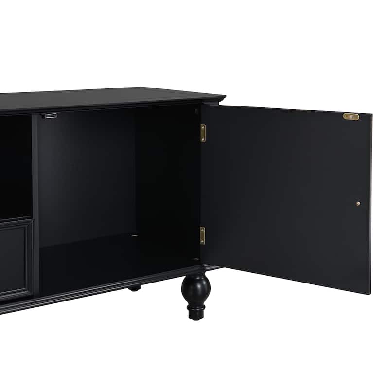 70.9''TV Stand for TVs up to 80 InchesOpen Compartment,TV Storage Cabinet with 2 Drawers,2 Cabinets and 5 Solid Legs