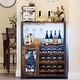 preview thumbnail 1 of 7, 3-Tier Wine Bar Cabinet with LED Lights, Detachable Wine Rack and Storage Space,Grey - 27.2x13.8x36.2in Brown