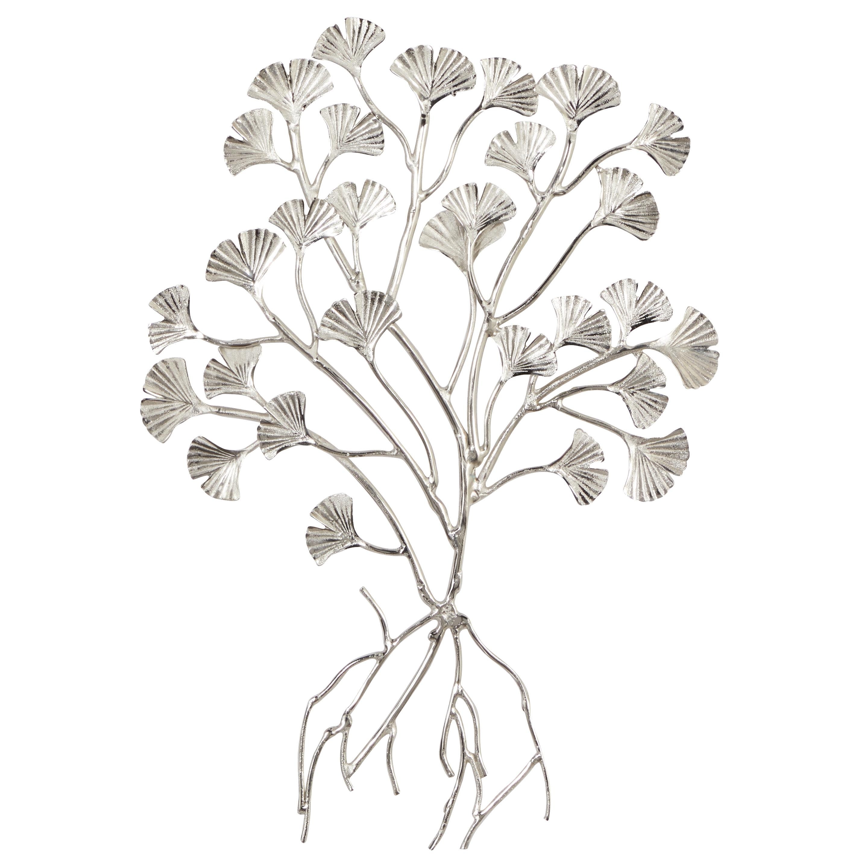 Aluminum Metal Floral Home Wall Decor - Silver - Roche River Decor
