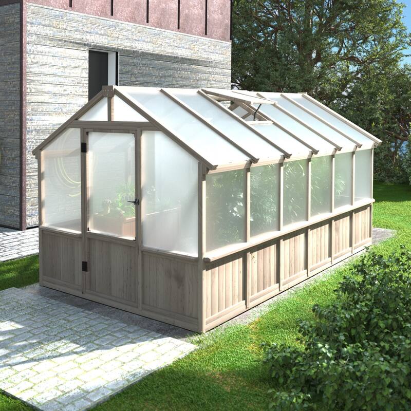 VEIKOUS Walk-in Wooden Greenhouse for Outside, Garden and Backyard, Light Mocha Brown