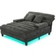 preview thumbnail 40 of 57, 57-In Chenille Upholstered Chaise Lounge with Adjustable Backrest & LED Light Strip