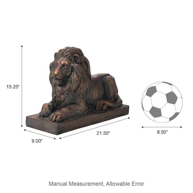 Glitzhome Set of 2 MgO Majestic Walking & Lying Guardian Lion Statues Porch Sculpture Indoor Outdoor