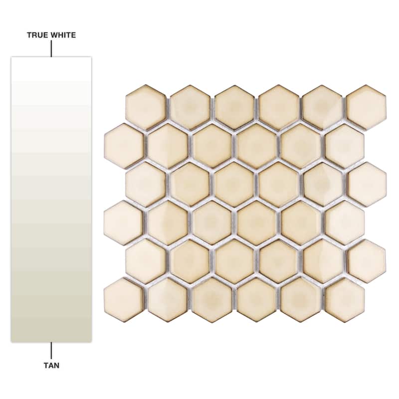 Merola Tile Hudson Due 2" Hex Caffe 10-7/8" x 12-5/8" Porcelain Mosaic Floor and Wall Tile