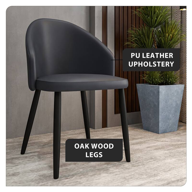 Upholstered Dining Chair in Leather/Fabric/Boucle with Wood Legs Set of 4 Paradiso Collection