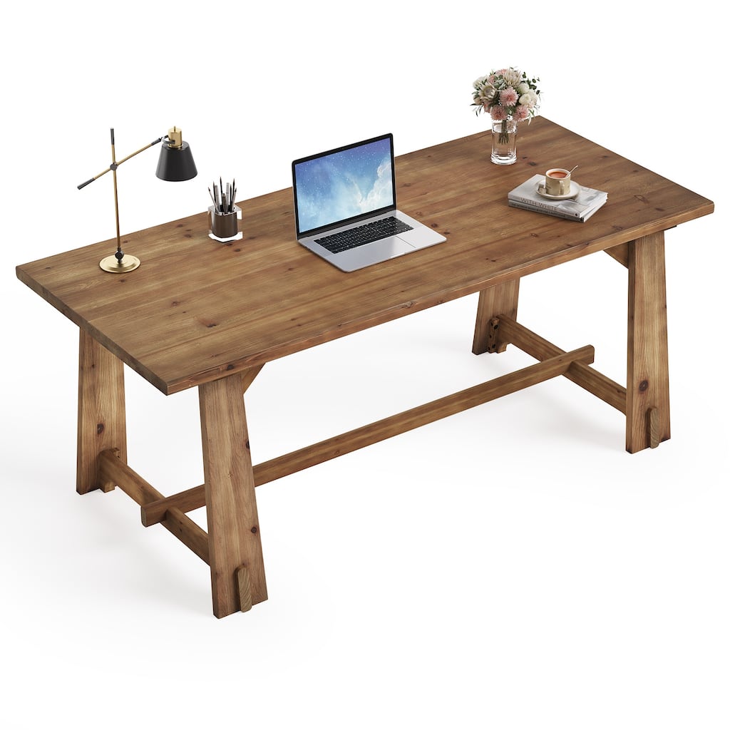 Farmhouse Solid Wood Office Desk, 63" Executive Computer Desk