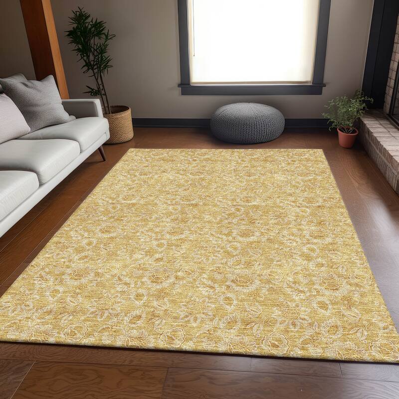 Premium Washable Super Soft Floral Mayfield Rug - Gold - 5' x 7' 6" - Rectangle