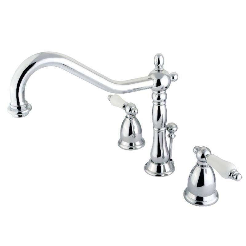 Kingston Brass Heritage Widespread Bathroom Faucet with Brass Pop-Up - Polished Chrome