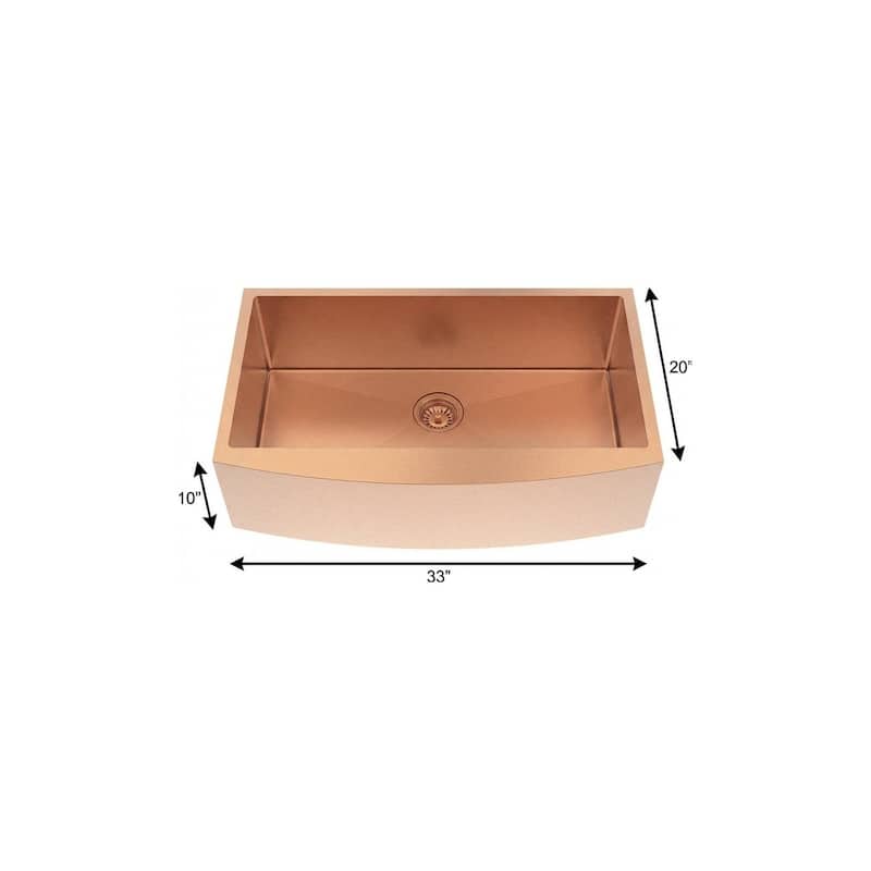 HomeRoots 10" X 33" Gold Stainless Steel Undermount Kitchen Sink - 33.00 in. x 10.00 in. x 20.00 in.