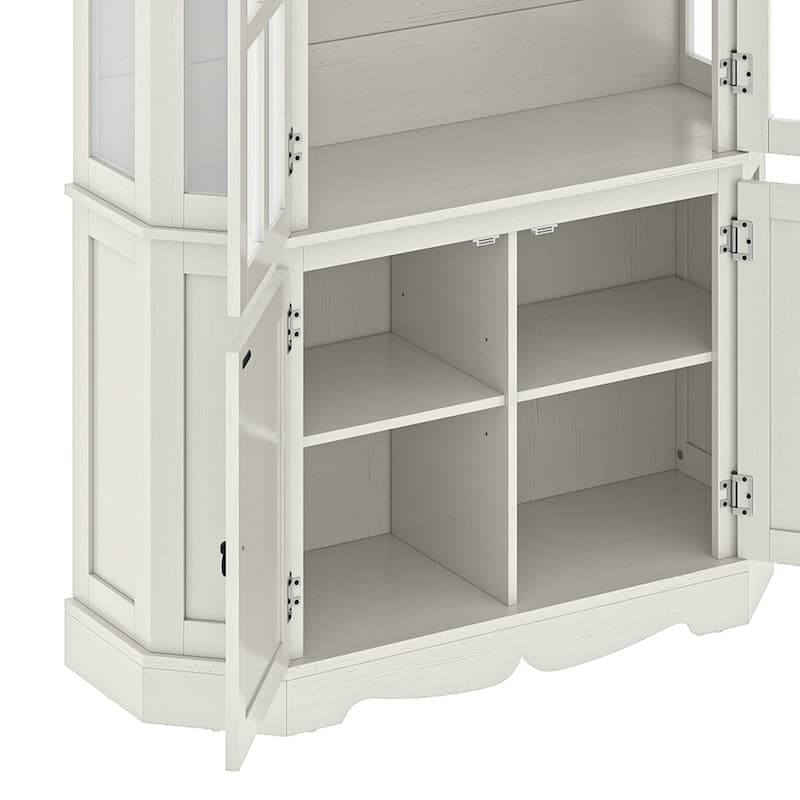 70.8 Inch Tall Hexagon Farmhouse Glass Display Cabinet with Adjustable Shelves
