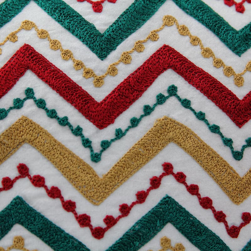 Novica Handmade Festive Zigzag Embroidered Cushion Covers (Pair)