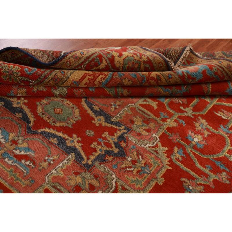 Heriz Serapi Indian Area Rug Hand-Knotted Wool Carpet - 9'0"x 11'10"
