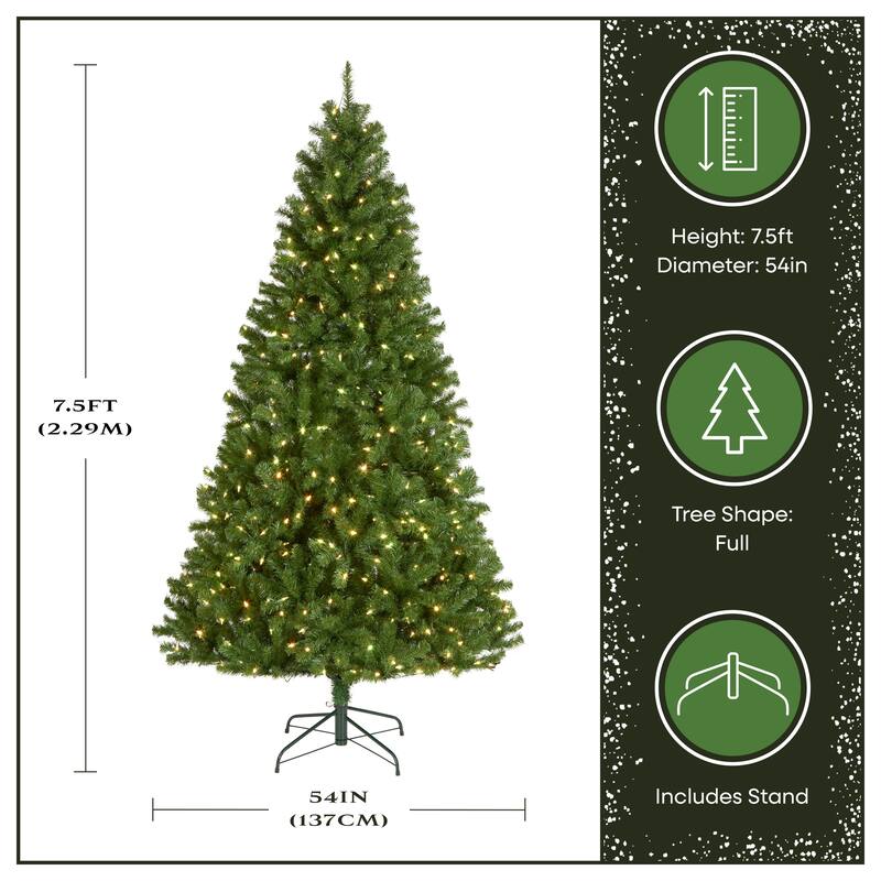 National Tree Company 7.5 ft Pre-Lit North Valley Spruce Artificial Christmas Tree with 560 Multifunction LED Lights - 7.5 Foot