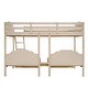 preview thumbnail 6 of 7, Beige Full Over Twin & Twin Triple Velvet Upholstered Bunk Bed with Drawers and Guardrails, Headboard