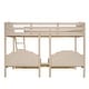preview thumbnail 6 of 7, Beige Full over Twin & Twin Velvet Triple Bunk Bed with Drawers and Guardrails