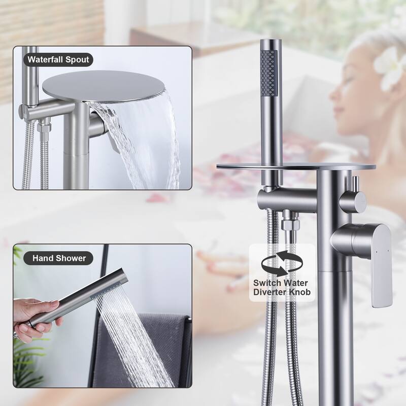 WOWOW Single Handle Floor-Mounted Bathtub Faucet