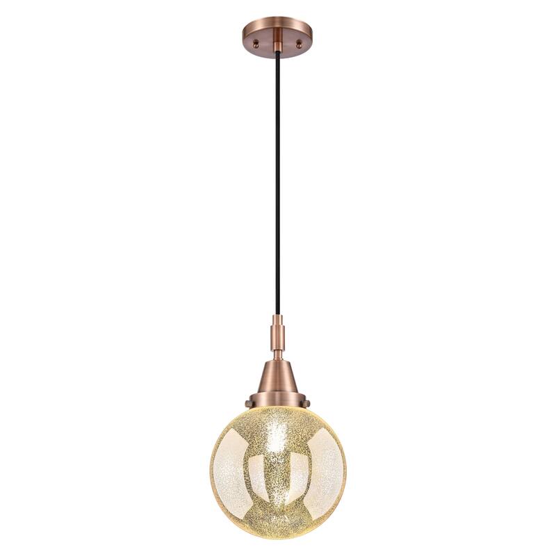 Innovations Lighting Downtown Urban - Caden Beacon - 1 Light 8" Cord Hung Mini Pendant - Antique Copper/Mercury Shade