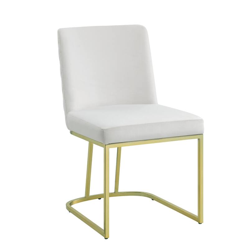 Zazie White Velvet & Gold Finish Side Chair (Set of 2) - White