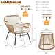 preview thumbnail 7 of 52, EROMMY 3-Piece Patio Conversation Set with Glass Table & 2 Armchairs, Seat Cushions