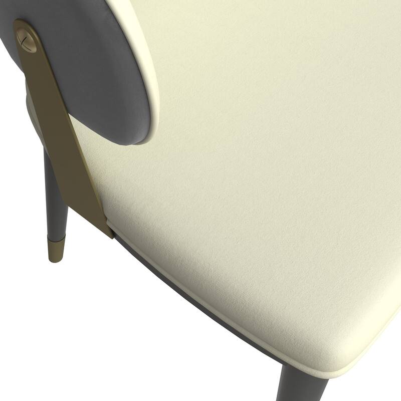 Leather Dining Chair in Iron Set of 2 with Gold Accents Design Modern Ergonomic Side Arm Chair