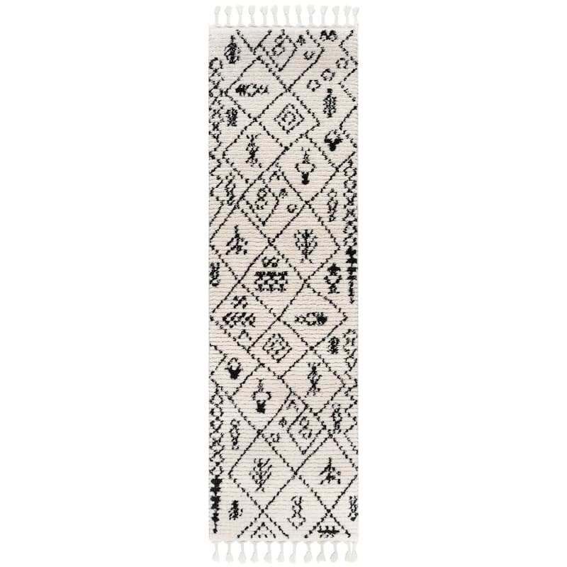 Gertmenian Rafe Casual Bohemian Tribal Plush Short Shag Microfiber Indoor Area Rug Collection with Fringe