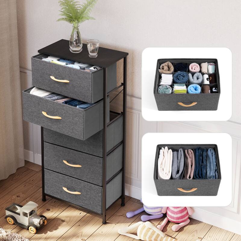 Pellebant 5 Drawer Vertical Dresser Storage Organizer Divider Unit