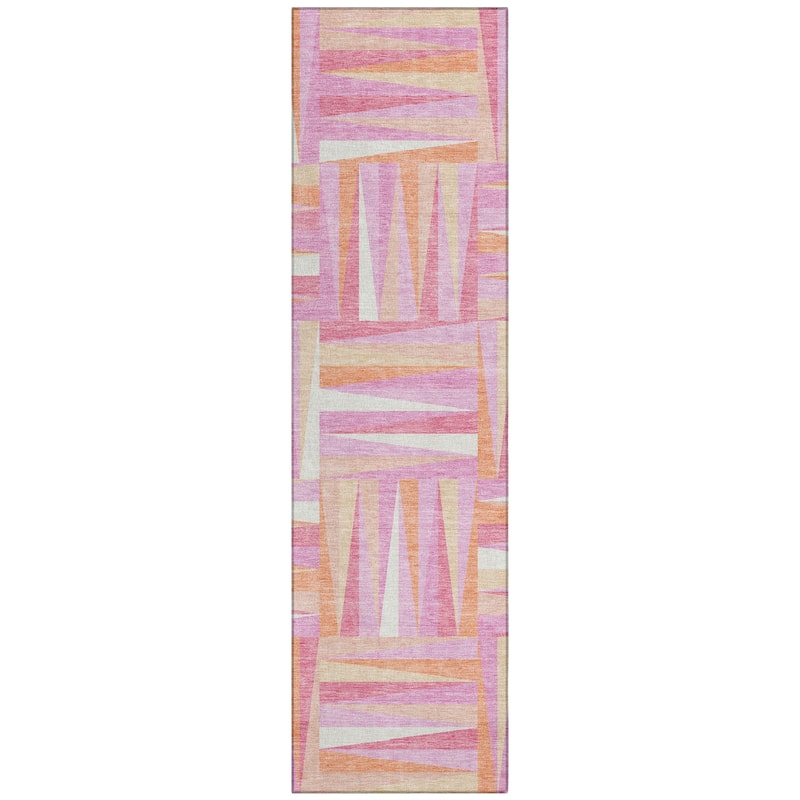 Machine Washable Indoor/ Outdoor Contemporary Mosaic Chantille Rug