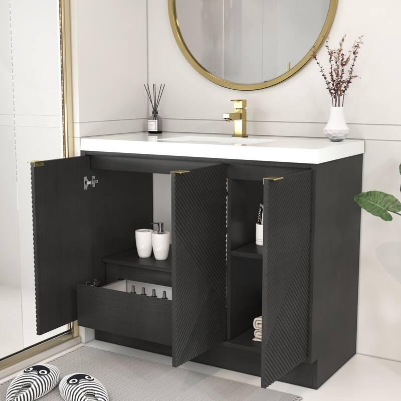 Milano 42" Freestanding (Left Doors) Bathroom Vanity with Reinforced Acrylic Sink