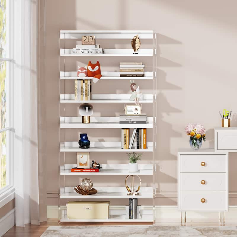 Bookshelf with Wood Shelves, Modern Bookcase, Display Storage Rack for Living Room, Bedroom, Home Office