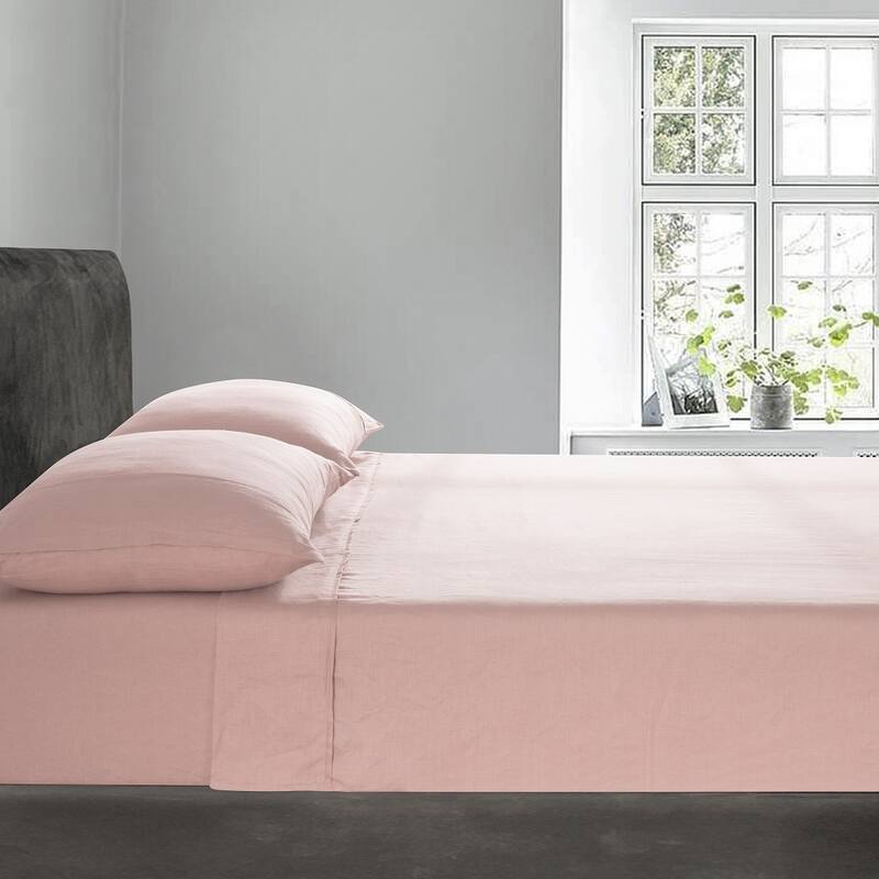 WHOLINENS Stone Washed French Linen Sheets Set 16 Inches Pocket