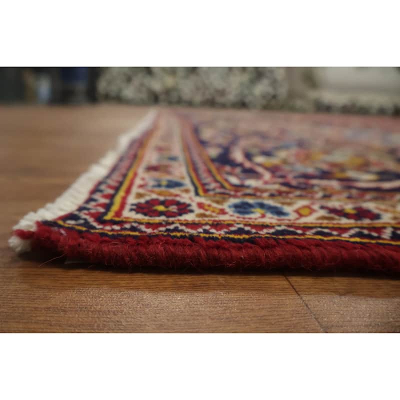 Hand Knotted Oriental 100% Wool Carpet Traditional Floral Red Kashan Area Rug - 11' 1'' X 7' 11''