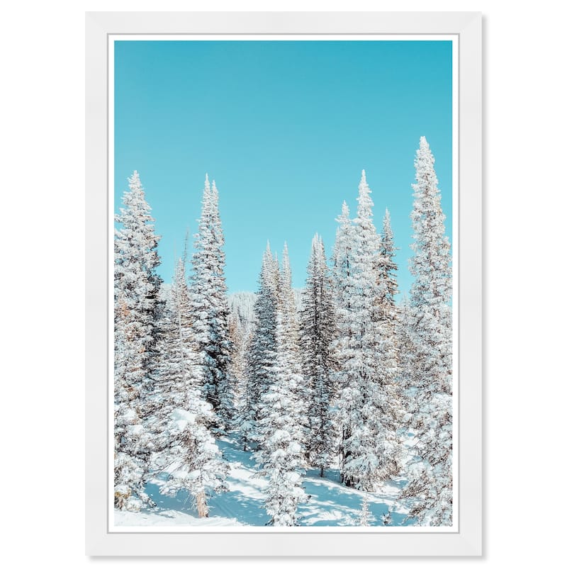 Wynwood Studio Prints Holiday and Seasonal Snowy Pine Trees Blue and