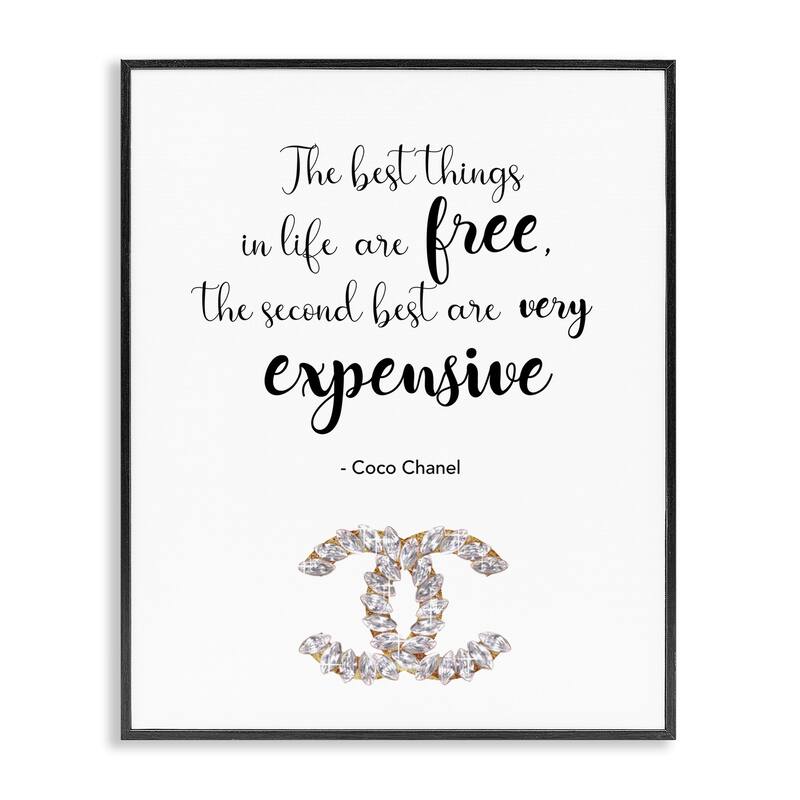 Stupell Second Best Things In Life Quote Fashion Brand Glam Text Framed Wall Art - Black - 11 x 14 - Black